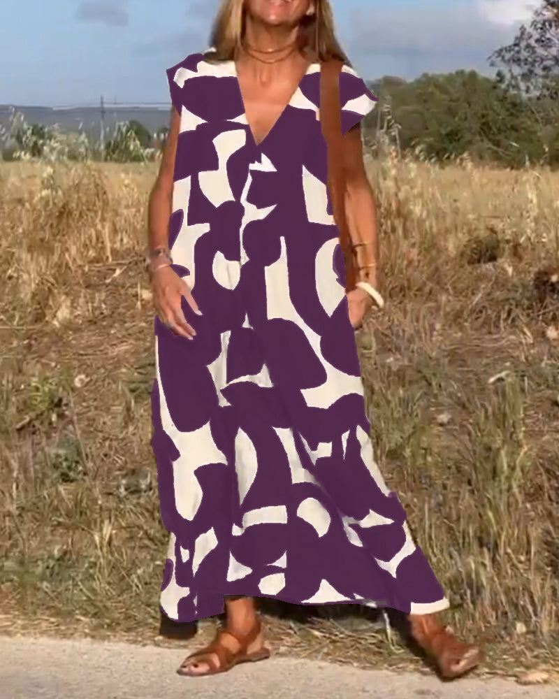 Marine - Vestido con Estampado y Escote en V