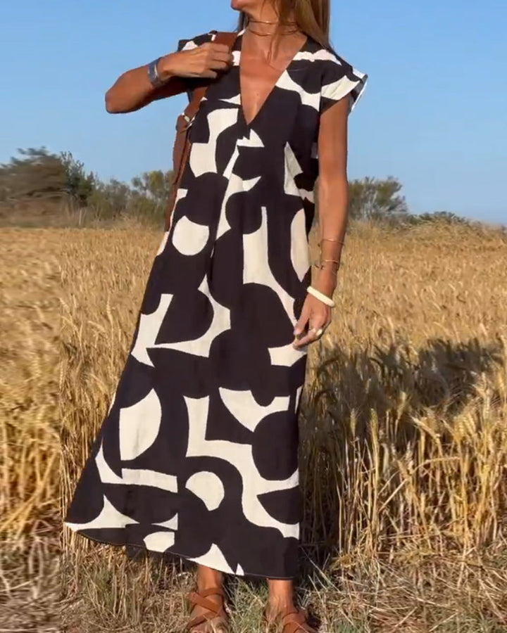 Marine - Vestido con Estampado y Escote en V