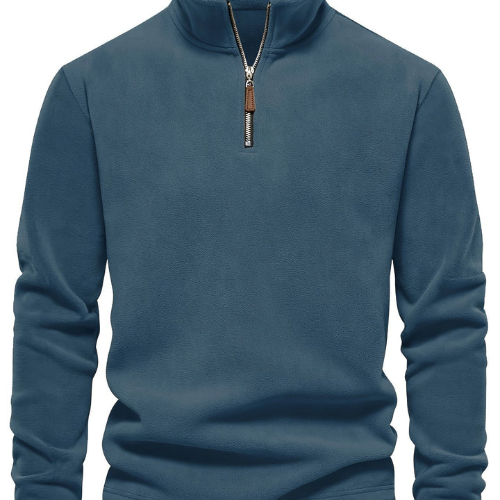 Rupert - Sudadera de forro polar con cuello henley para hombre