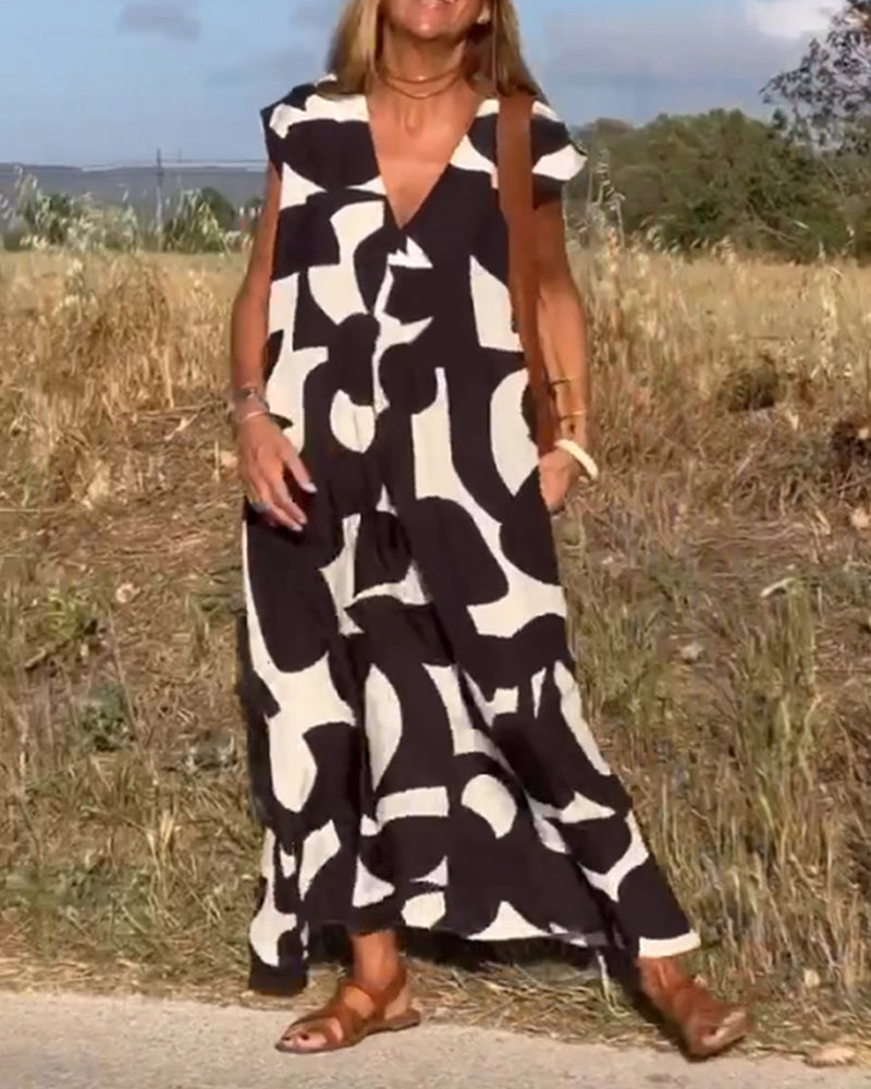 Marine - Vestido con Estampado y Escote en V