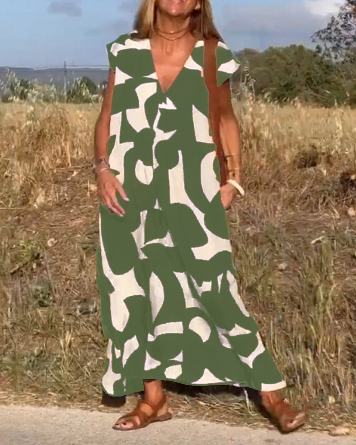 Marine - Vestido con Estampado y Escote en V