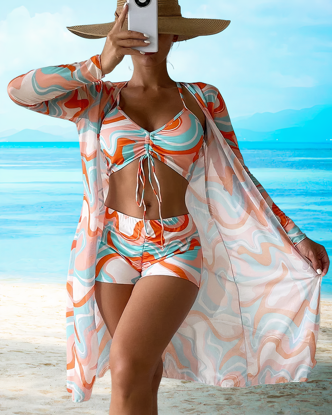 AMALFI™ - Conjunto de bikini de cintura alta con pareo