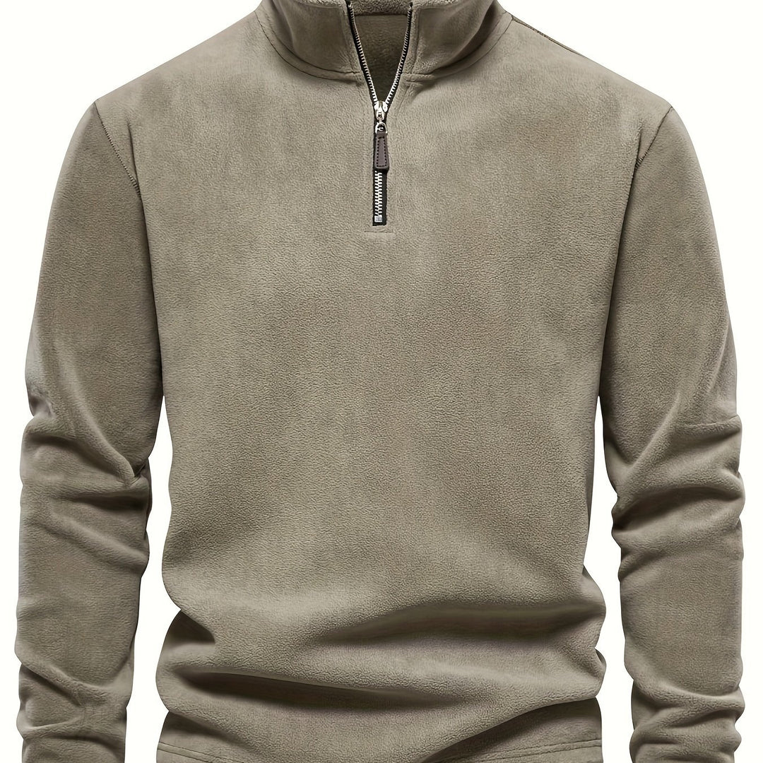 Rupert - Sudadera de forro polar con cuello henley para hombre