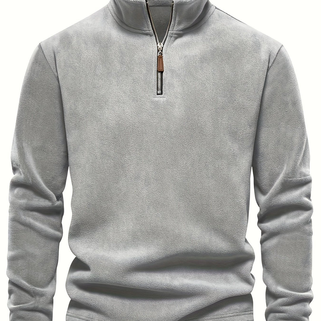 Rupert - Sudadera de forro polar con cuello henley para hombre