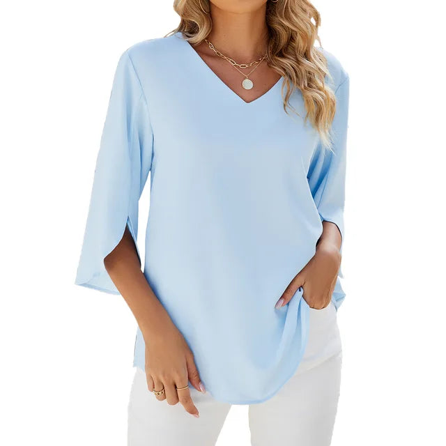 Cara - Blusa elegante con cuello en V