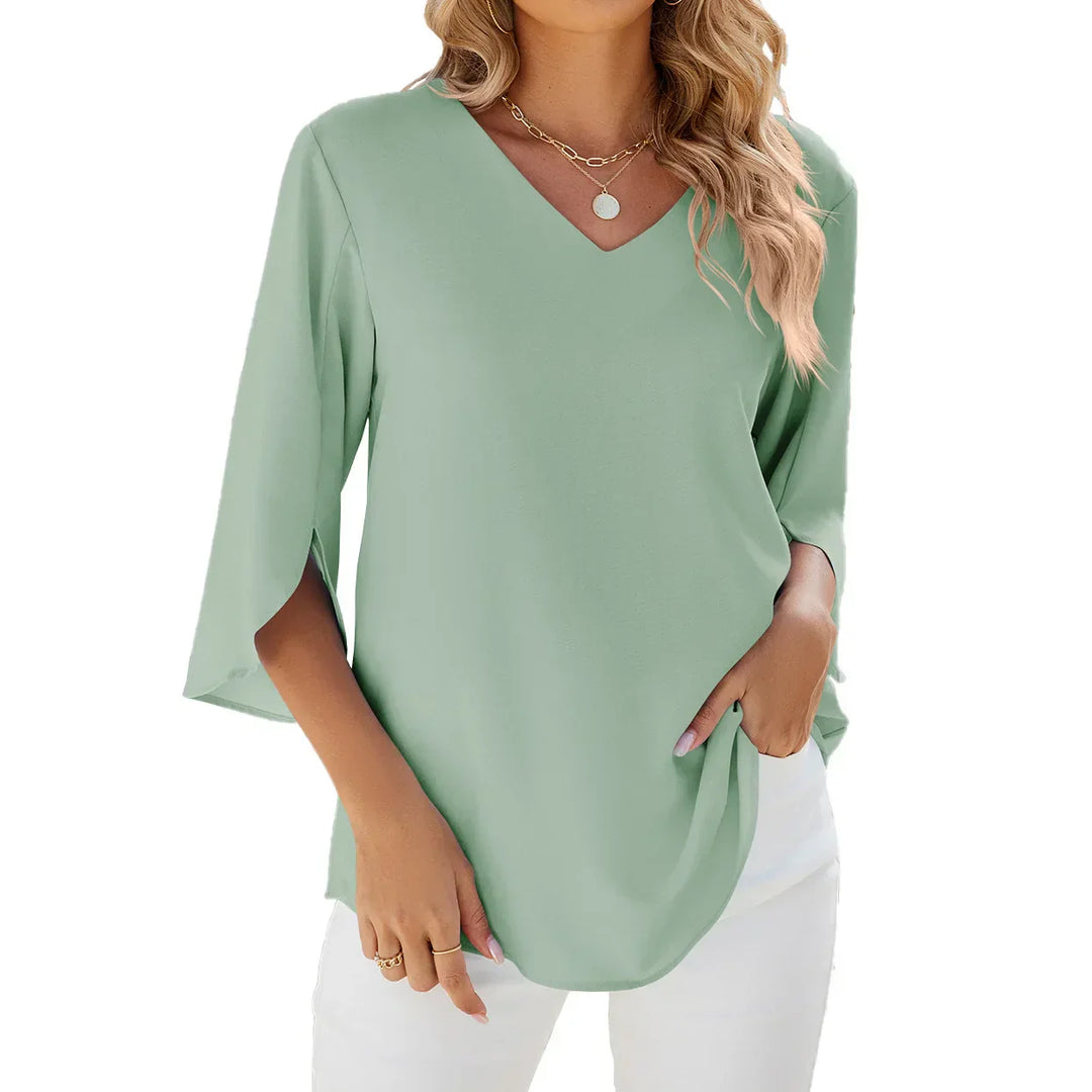 Cara - Blusa elegante con cuello en V