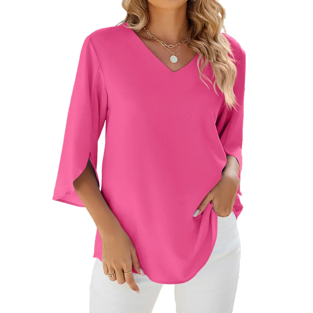 Cara - Blusa elegante con cuello en V